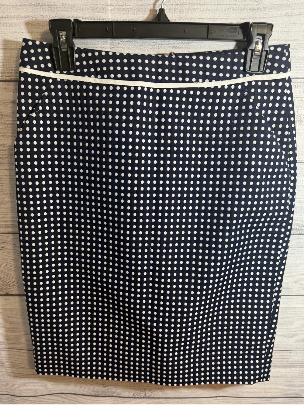 The Limited Navy Polka Dot Pencil Skirt with White Trim